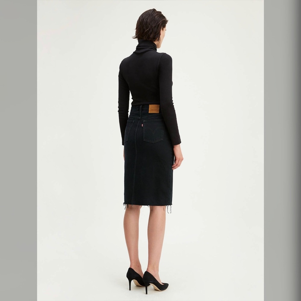 Levi’s Deconstructed Black Midi Skirt Size 28 - Picture 2 of 6